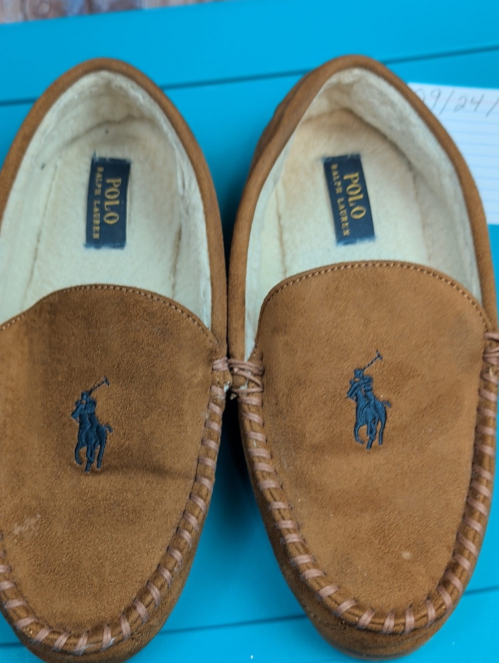 Polo by Ralph Lauren Men’s Tan Suede Moccasin Slippers 8